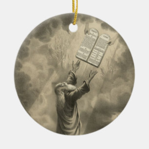 Moses Receiving the Law The Ten Commandments Ceramic Tree Decoration