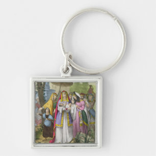 Moses Saved by Pharaoh's Daughter, from a bible pr Key Ring