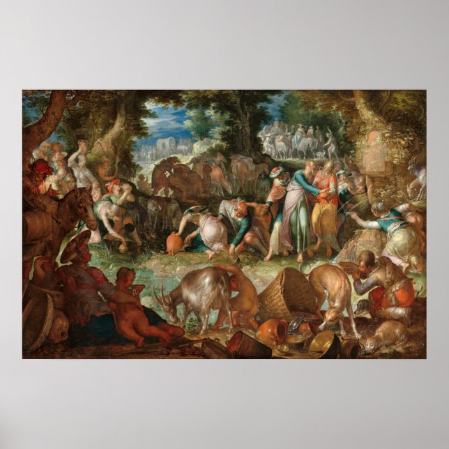 Moses Striking Rock - JA Wtewael Fine Art Poster (Front)
