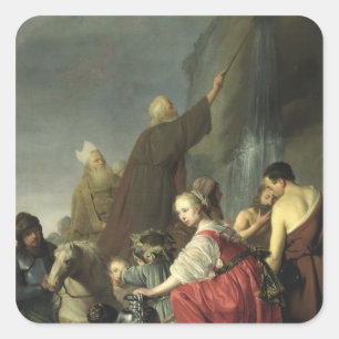 Moses Striking Water from the Rock Square Sticker