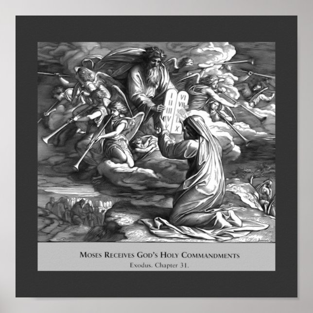 Moses Ten Commandments Vintage Religious  Poster (Front)