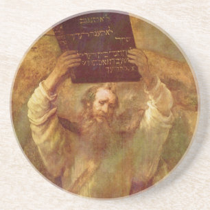 Moses with the Tablets of the Law by Rembrandt Coaster