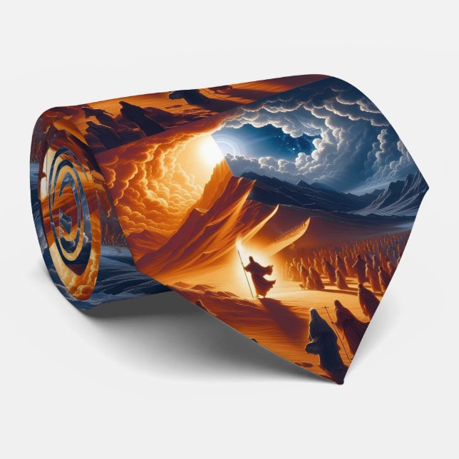 Moshe receiving the Torah on Mount Sinai Tie (Rolled)