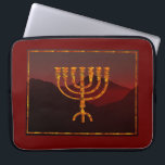 Moshe's Menorah Laptop Sleeve<br><div class="desc">In the Torah Moshe Rabbenu is told, "You shall make a Menorah of pure gold, beaten out, shall the Menorah be made, its base, its branch, its goblets, its knobs, and its flowers shall be hammered from it, " [Shmot 25:31] and later, "See, and construct, according to their form that...</div>
