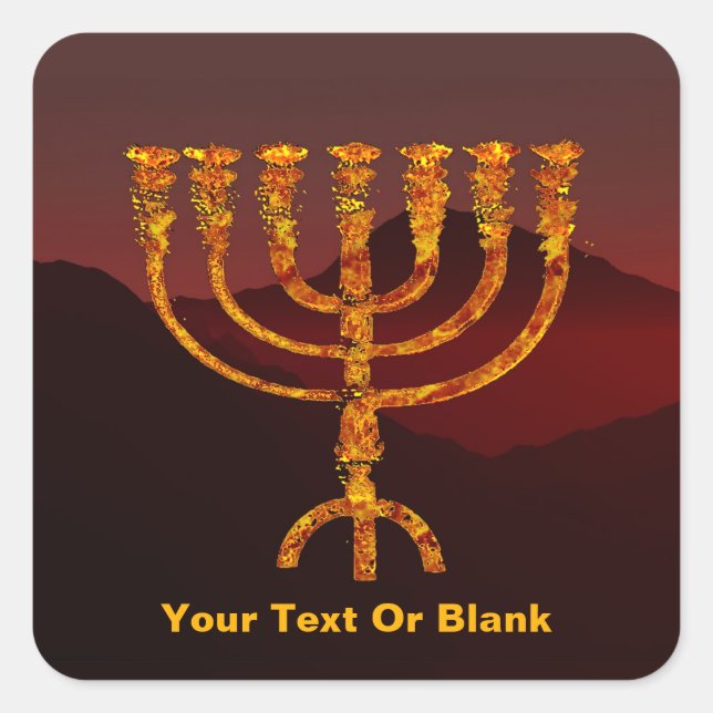Moshe's Menorah Square Sticker (Front)