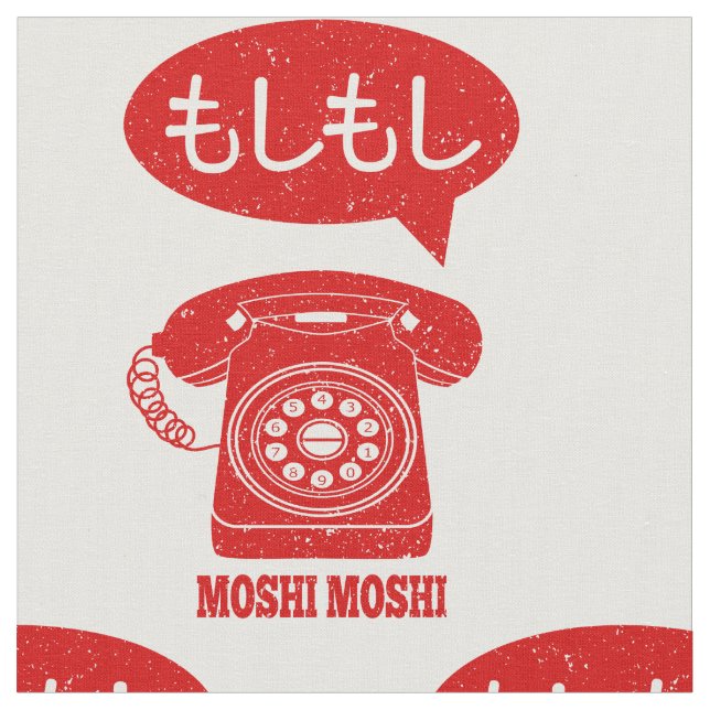Moshi Moshi Japanese Language Telephone Fabric (Close Up)