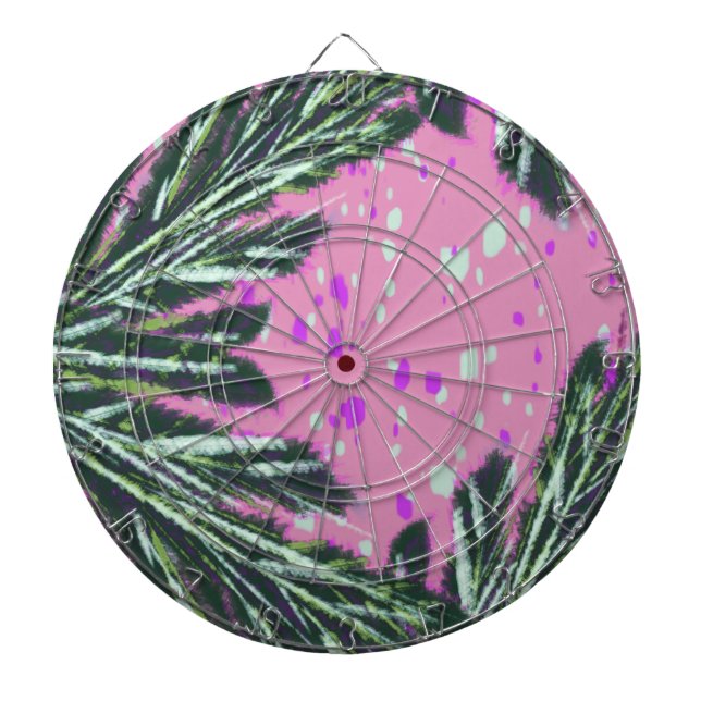 Mosiac Abstract Palm Leaves Terrazzo Pattern Dartboard (Front)