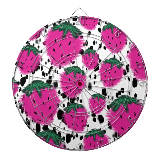 Mosiac Abstract Strawberries Terrazzo Pattern Dartboard (Front)