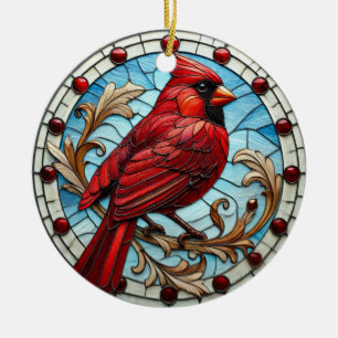 Mosiac Style Cardinal Ceramic Ornament