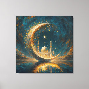 Moslem Mosque Crescent Stars Painting Canvas Print