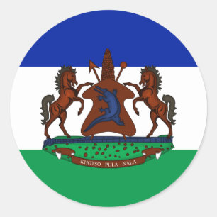 Mosotho Flag & Coat of Arms, Flag of Lesotho Classic Round Sticker