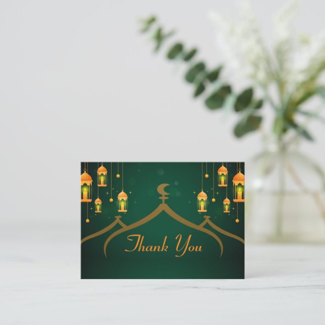 Mosque Islamic Lamp Thank You Card (Standing Front)