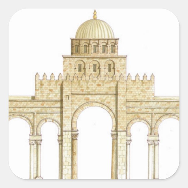 Mosque of Uqba. Kairouan Tunisia. Main façade Square Sticker (Front)