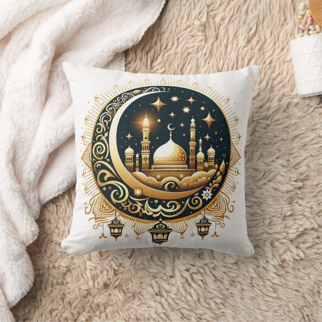 Mosque On Golden Moon Cushion (Blanket)
