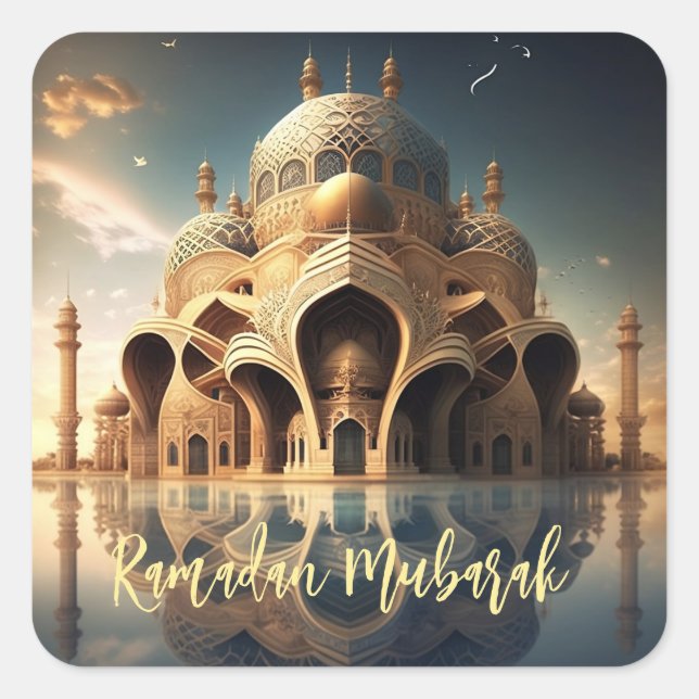 Mosque Ramadan Mubarak  Square Sticker (Front)