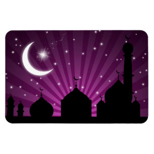 Mosque Silhouette Purple Night - Flexible Magnet