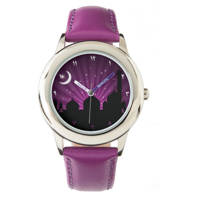 Mosque Silhouette Purple Night - Watch (Front)