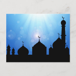 Mosque Silhouette with Sunburst - Postcard