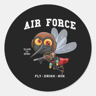 mosquito cartoon, air force illustration classic round sticker