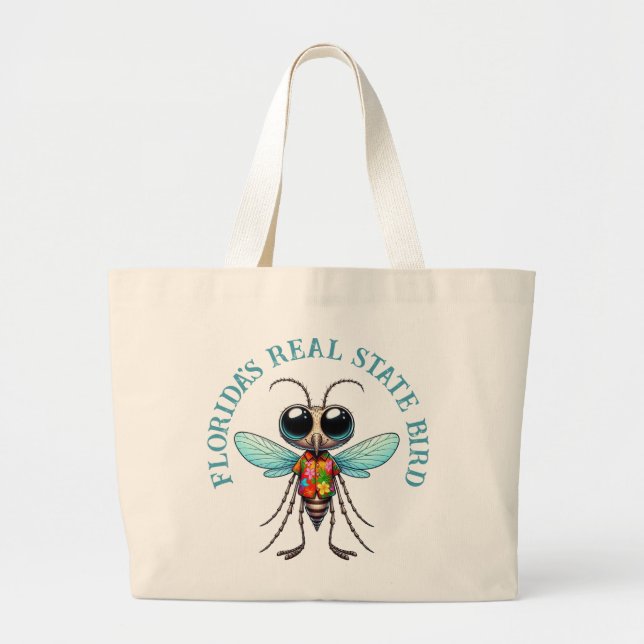 Mosquito in Tropical Shirt  Large Tote Bag (Front)