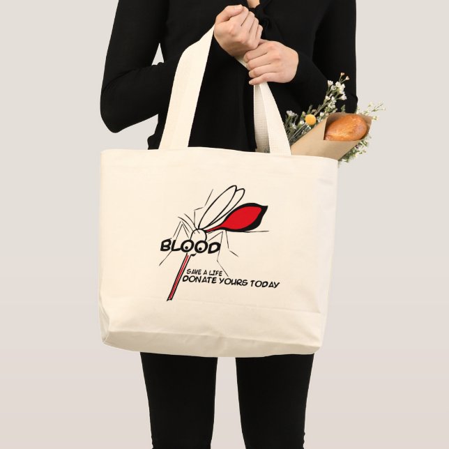 mosquito promoting blood donations large tote bag (Front (Product))