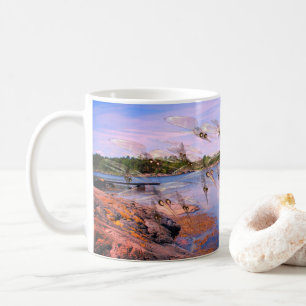 Mosquito swarm, scandinavia fjord, coffee mug
