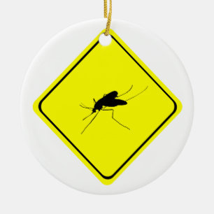 Mosquito Warning Sign Nuisance insect/bug pest Ceramic Tree Decoration