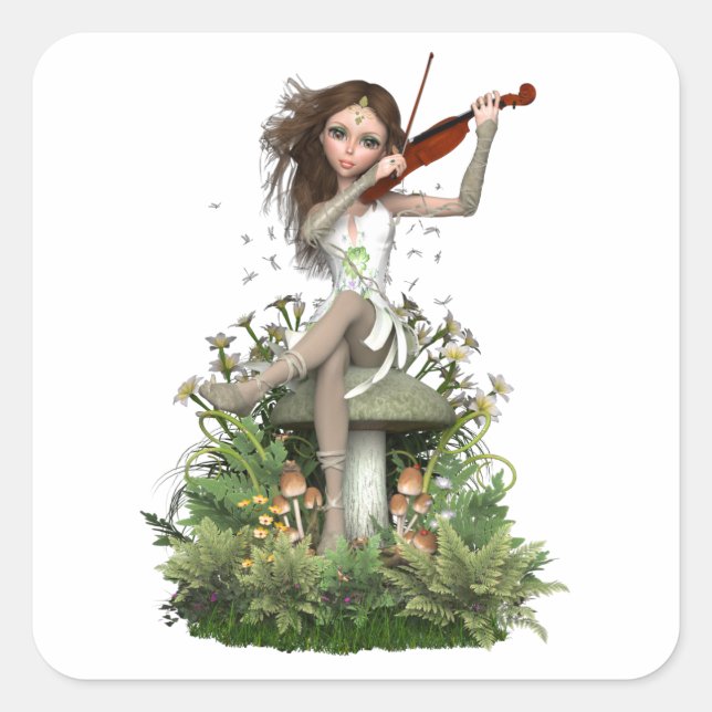Moss Agate Fairy ~ Melody Square Sticker (Front)