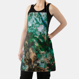 Moss Agate Green Crystal Geode Abstract Apron