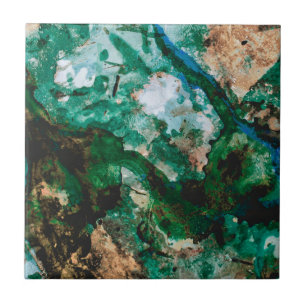 Moss Agate Green Crystal Geode Abstract Ceramic Tile