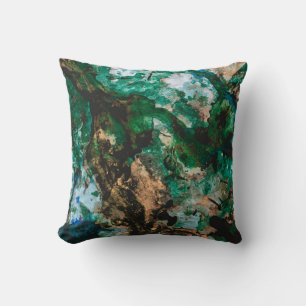Moss Agate Green Crystal Geode Abstract Cushion