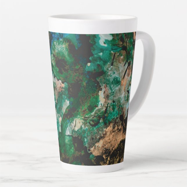 Moss Agate Green Crystal Geode Abstract Latte Mug (Right Angle)