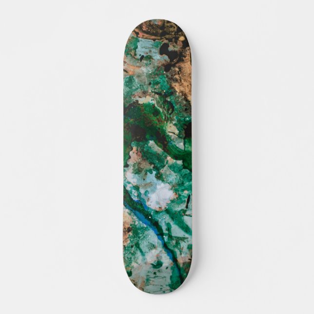 Moss Agate Green Crystal Geode Abstract Skateboard (Front)