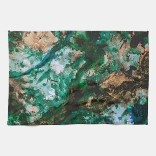 Moss Agate Green Crystal Geode Abstract Tea Towel