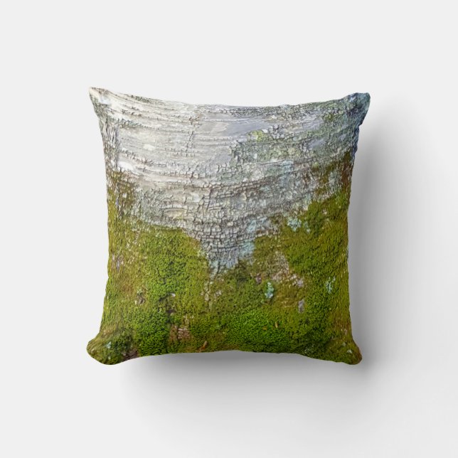 Moss Birch Tree Bark Rustic Country Nature Photo Cushion (Front)
