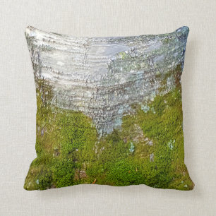Moss Birch Tree Bark Rustic Country Nature Photo Cushion