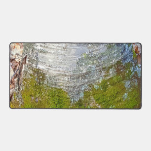 Moss Birch Tree Bark Rustic Country Nature Photo Desk Mat