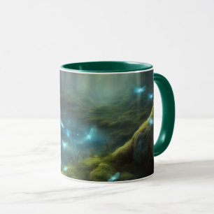 Moss covered Enchanted Forest blue dragonflies Mug
