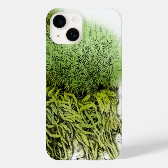 Moss drawing with overlay green iphone case (Back)