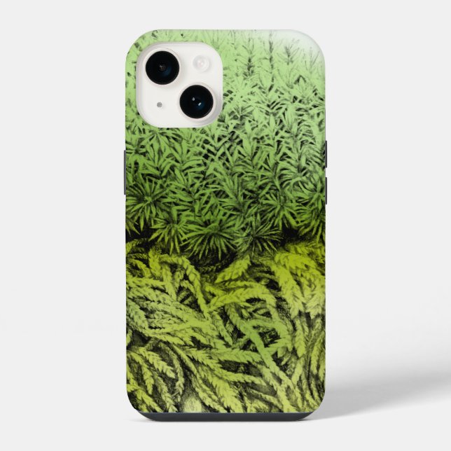 Moss drawing with overlay green iphone case (Back)
