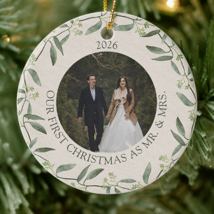 Moss & Fern First Christmas as Mr & Mrs Forest Ceramic Ornament