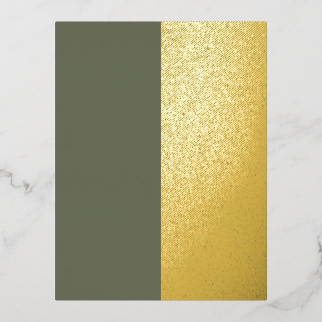Moss & Gold Foil Luxe Invitation Postcard (Custom) (Front)