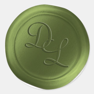 Moss Green 2 Letter Monogram Wax Seal Stickers