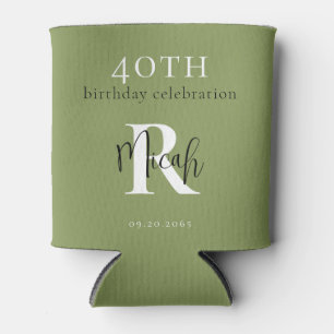 Moss Green 40th Birthday Party Can Cooler