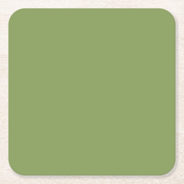 Moss Green Accent Background Colour Customise this Square Paper Coaster (Front)