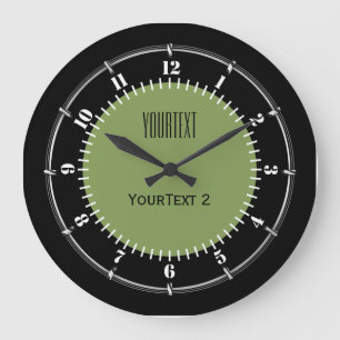 Moss Green Background Solid Colour Personalise Large Clock