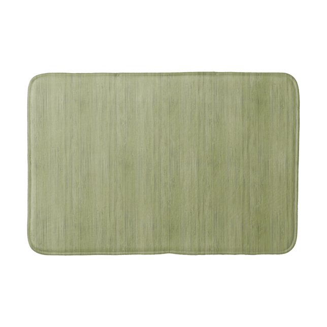 Moss Green Bamboo Wood Grain Look Bath Mat (Front)