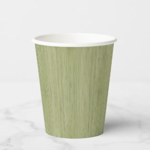 Moss Green Bamboo Wood Grain Look Paper Cups