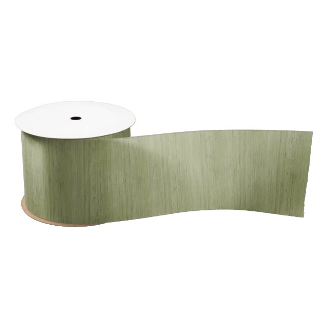 Moss Green Bamboo Wood Grain Look Satin Ribbon (Spool)