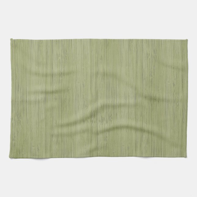 Moss Green Bamboo Wood Grain Look Tea Towel (Horizontal)